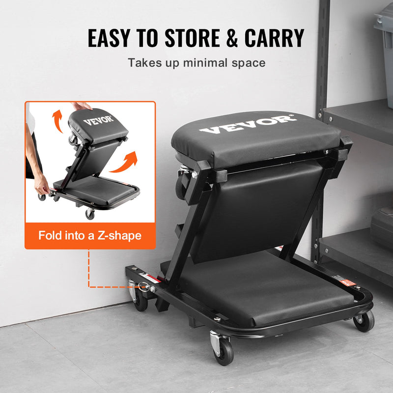 VEVOR 40 collu Salokāmais "Z" Garāžas Mehāniķa Ratiņkrēsls / Sols - 204 kg Ietilpība