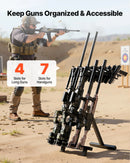 VEVOR pārnēsājams salokāms tērauda ieroču statīvs, brīvi stāvošs statīvs 4 šautenēm vai bisēm un līdz 7 pistolēm, iekštelpu un āra uzglabāšanai un eksponēšanai, piemērots šaušanai un medībām - ZEMLETES.LV