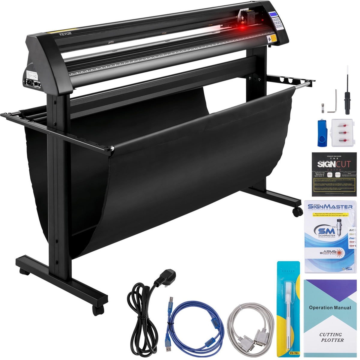 VEVOR vinüülilõikeplotter 1350 mm aluse, LED-ekraani ja optilise anduriga, SignCut, Mac ja Windows