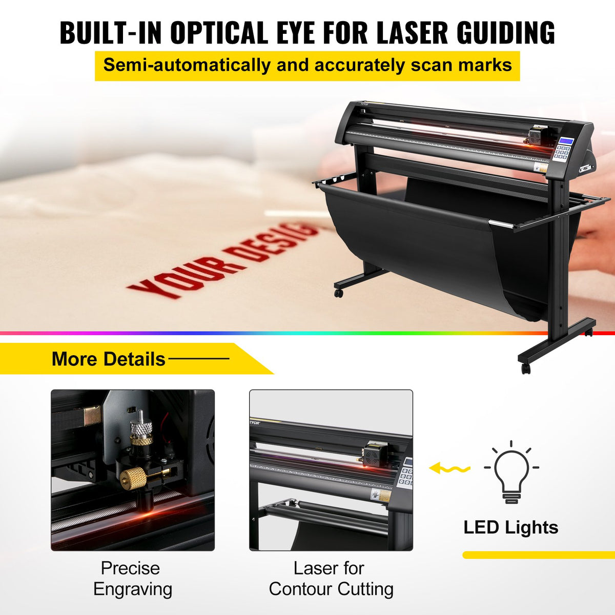 VEVOR vinüülilõikeplotter 1350 mm aluse, LED-ekraani ja optilise anduriga, SignCut, Mac ja Windows