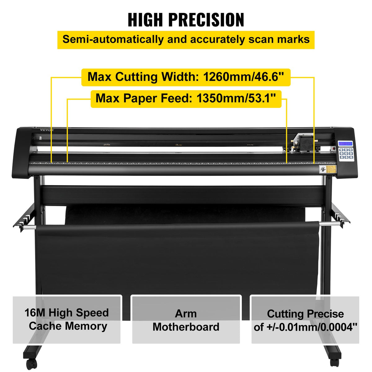VEVOR vinüülilõikeplotter 1350 mm aluse, LED-ekraani ja optilise anduriga, SignCut, Mac ja Windows