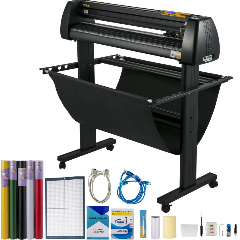 VEVOR manuāls vinila griešanas ploteris, papīra padeves platums 870 mm, SignMaster programmatūra, regulējams griešanas spiediens 10–500 g un griešanas ātrums līdz 800 mm/s, uzlīmju un uzrakstu izgatavošanai - ZEMLETES.LV