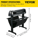 VEVOR manuāls vinila griešanas ploteris, papīra padeves platums 870 mm, SignMaster programmatūra, regulējams griešanas spiediens 10–500 g un griešanas ātrums līdz 800 mm/s, uzlīmju un uzrakstu izgatavošanai - ZEMLETES.LV