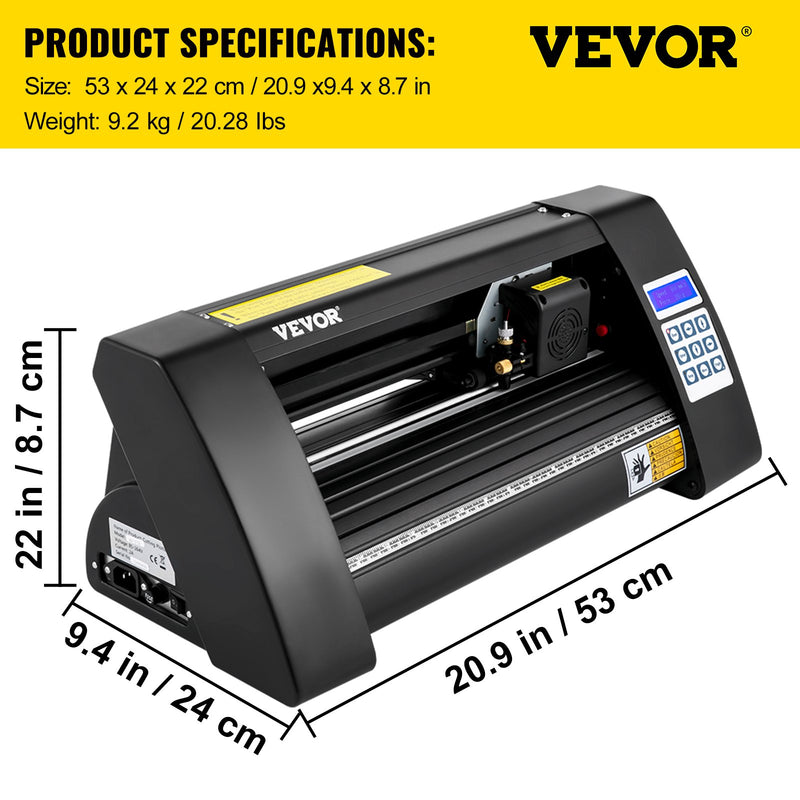 VEVOR Vinila griezējs, 375 mm Vinila plotters, LED ekrāna plotteris, pusautomātisks ar iebūvētu optisko aci, saderīgs ar SignCut programmatūru Mac un Windows sistēmām, galda dizainam