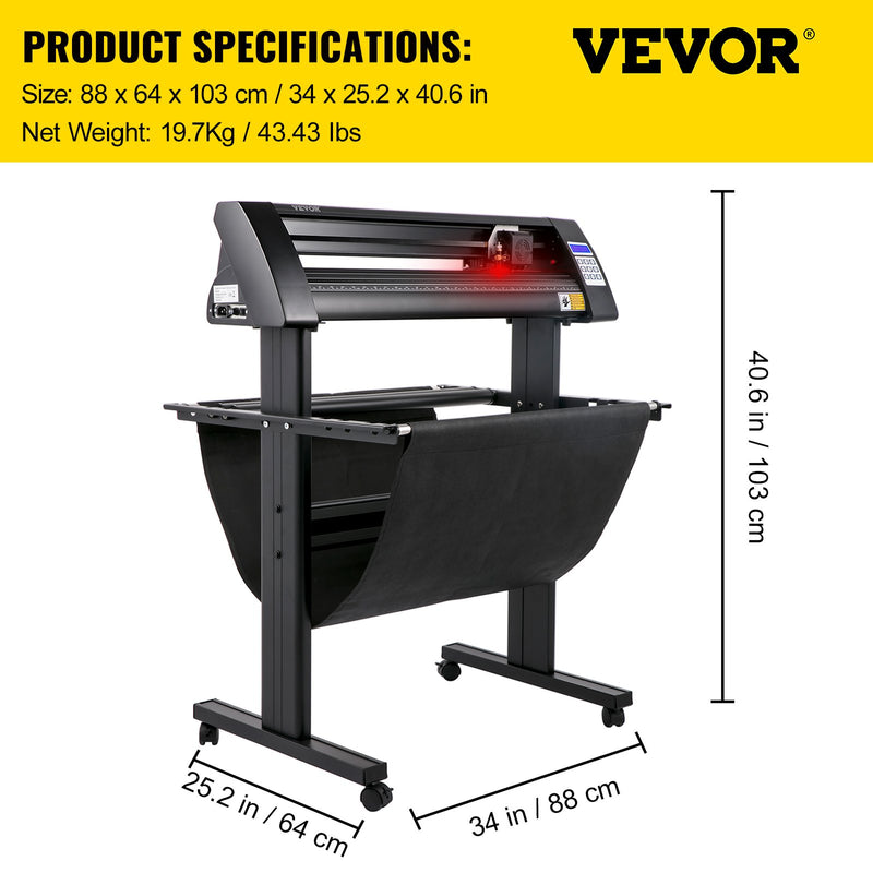 VEVOR Vinila Griezējs 720mm ar LED Ekrānu un Optisko Acu Vadību, Saderīgs ar SignMaster Programmatūru Windows Sistēmai