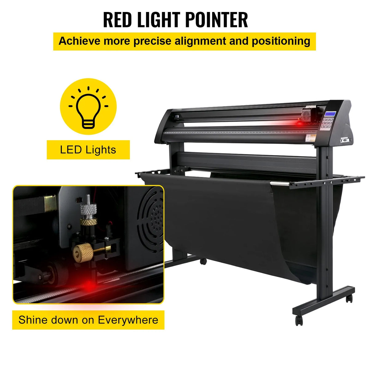 VEVOR vinila ploteris 1350 mm ar LED ekrānu, pusautomātisku optisko sensoru, saderīgs ar SignMaster programmatūru Windows sistēmai, ar statīvu - ZEMLETES.LV