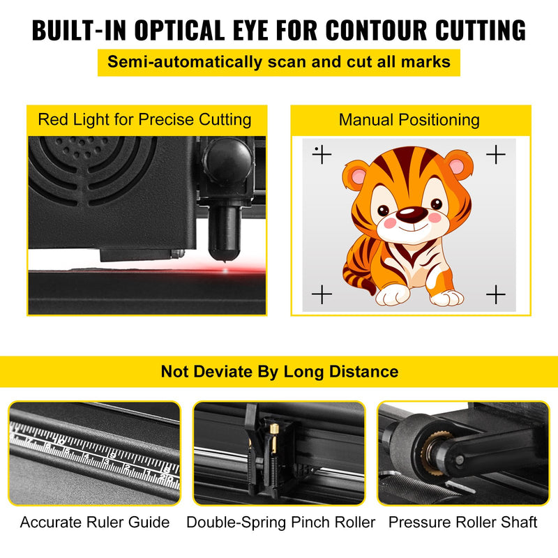 VEVOR 135 cm Pusstacionārais Kontūras Vinila Griešanas Ploteris ar Manuālu Pozicionēšanu