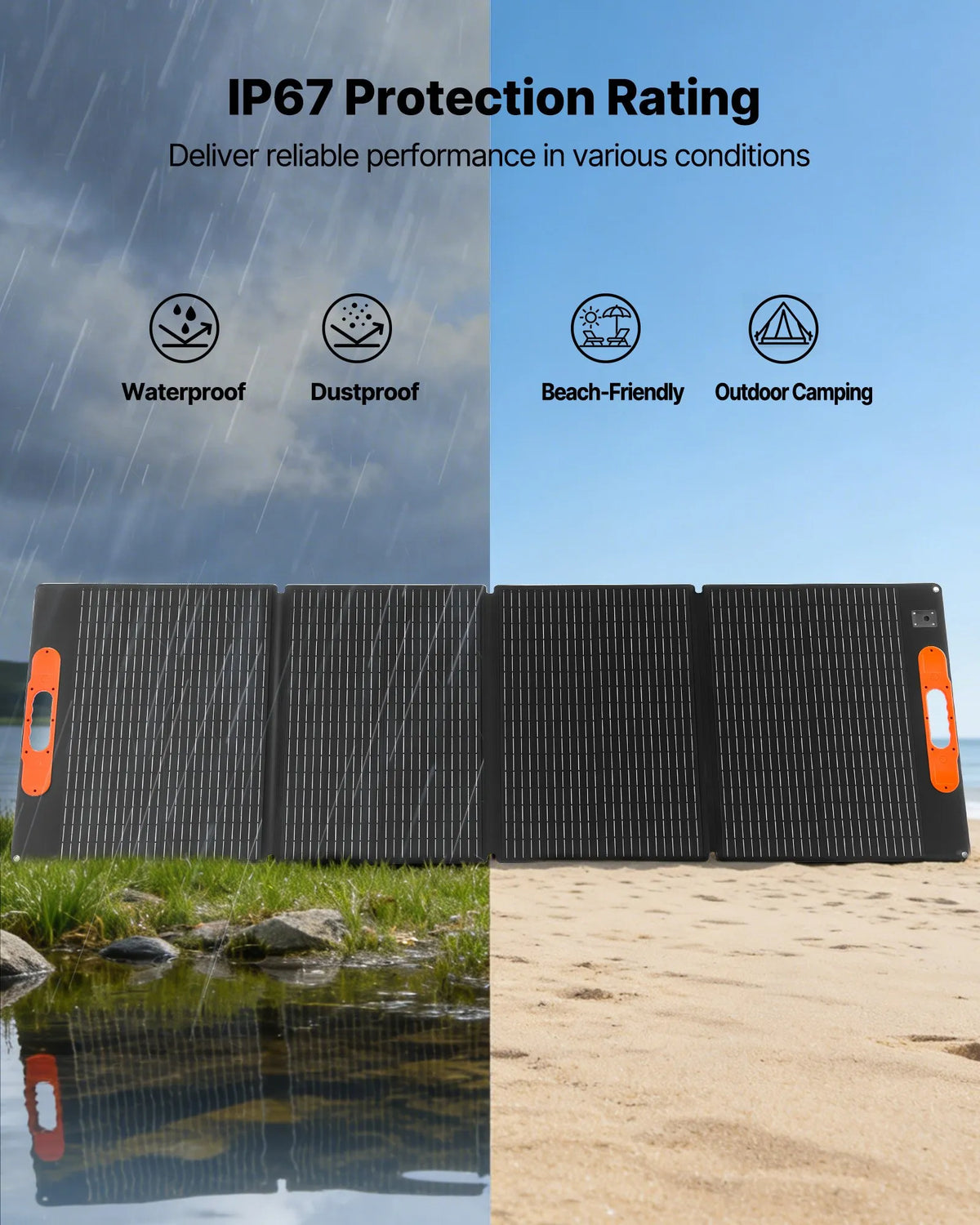 VEVOR portatīvā uzlādes stacija 2400 W / 2160 Wh ar 200 W saules paneli – saules enerģijas komplekts