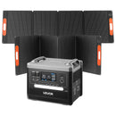 VEVOR pārnēsājama elektroenerģijas stacija 2400 W ar 2 × 200 W salokāmiem saules paneļiem, 2160 Wh paplašināma LiFePO4 akumulatora sistēma ar 10 izejām mājai, kempingam un kemperiem