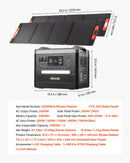 VEVOR pārnēsājama elektroenerģijas stacija 2400 W ar 2 × 200 W salokāmiem saules paneļiem, 2160 Wh paplašināma LiFePO4 akumulatora sistēma ar 10 izejām mājai, kempingam un kemperiem
