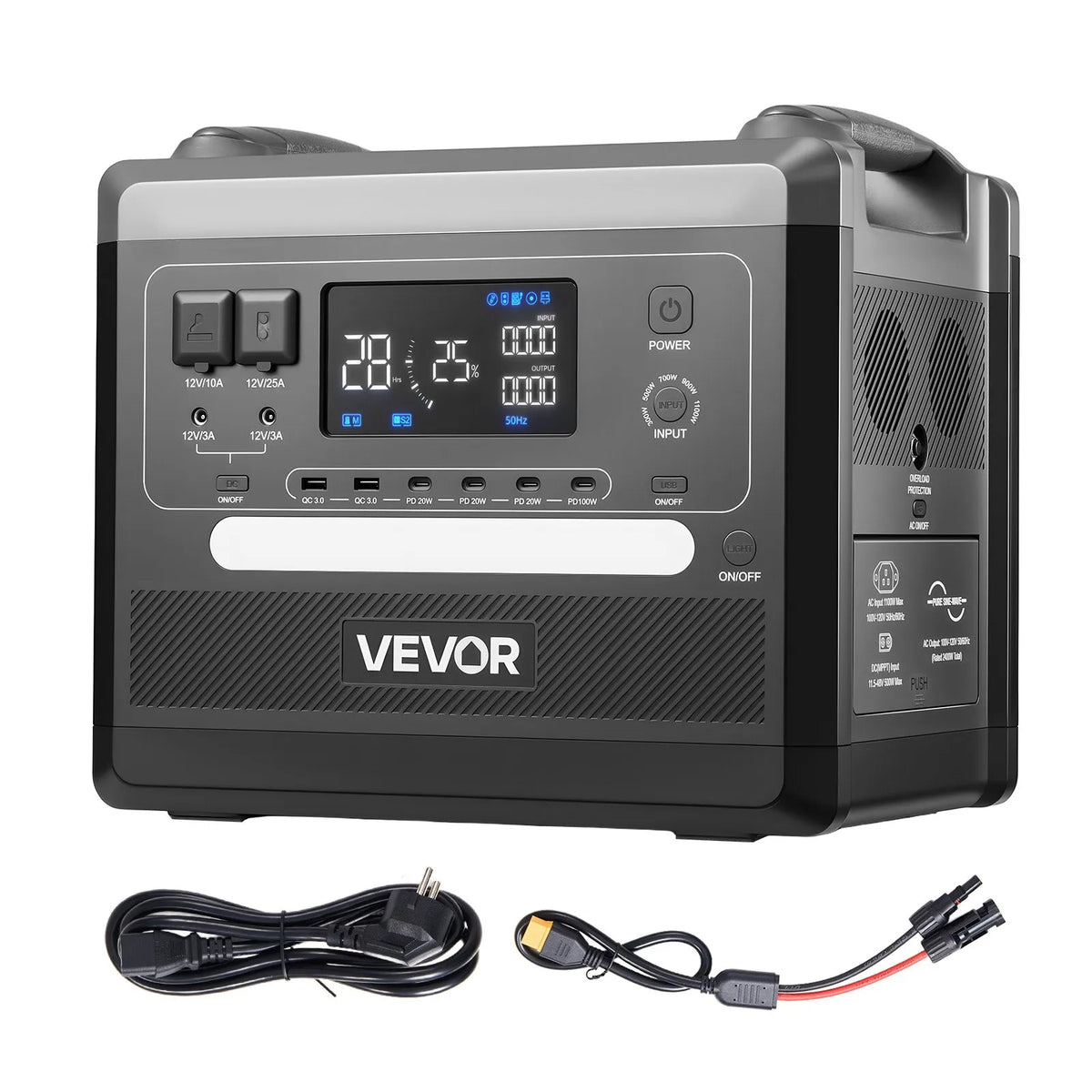 VEVOR Uzlādes stacija 2400W/2160Wh — paplašināma