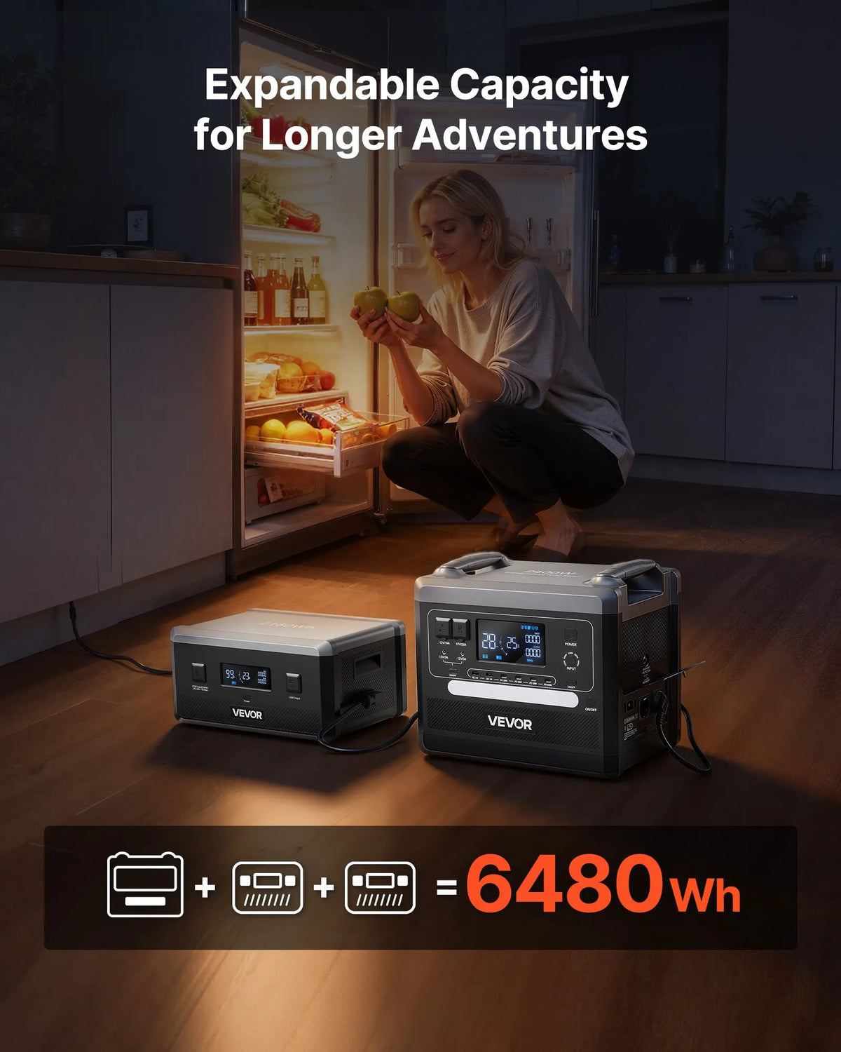 VEVOR Uzlādes stacija 2400W/2160Wh — paplašināma
