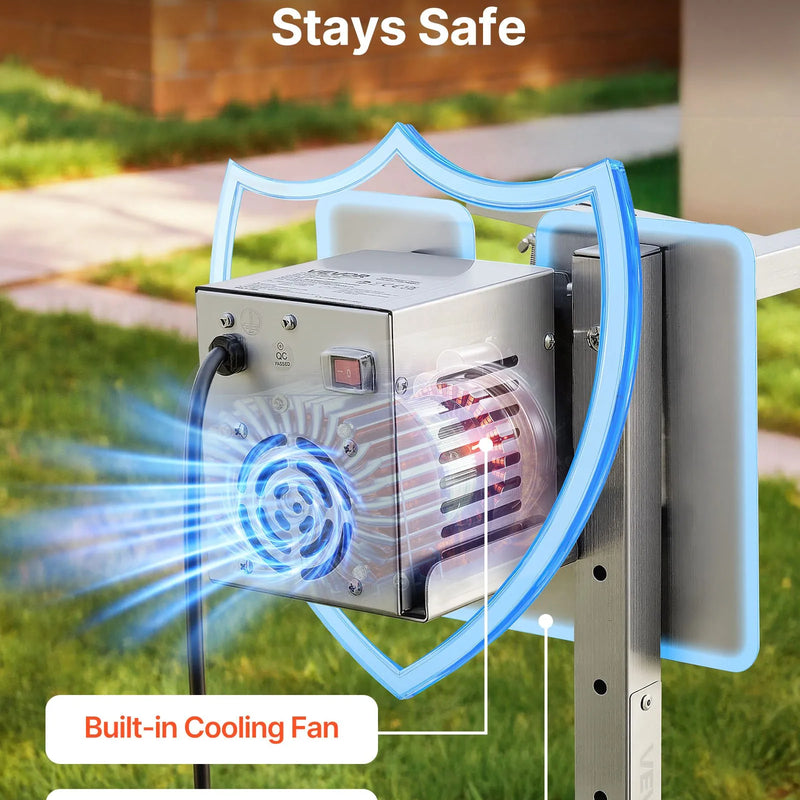 VEVOR elektriskais rotācijas grils AC 220–240 V ar 8 augstuma līmeņiem, 38 W motoru, nerūsējošā tērauda konstrukciju un maksimālo slodzi 60 kg, automātisks BBQ grila komplekts pasākumiem