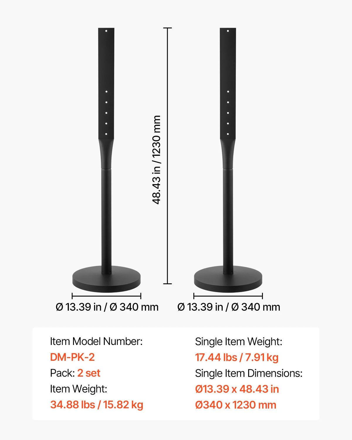 VEVOR pārnēsājams zīmju statīvs, 2 gab., augstums 1230 mm, metāla statīvi ar smaga čuguna pamatni, vairāku caurumu dizains ērtai uzstādīšanai, vēja izturīgs, lietošanai telpās un ārā, stāvvietām, brīdinājumiem, paziņojumiem - ZEMLETES.LV
