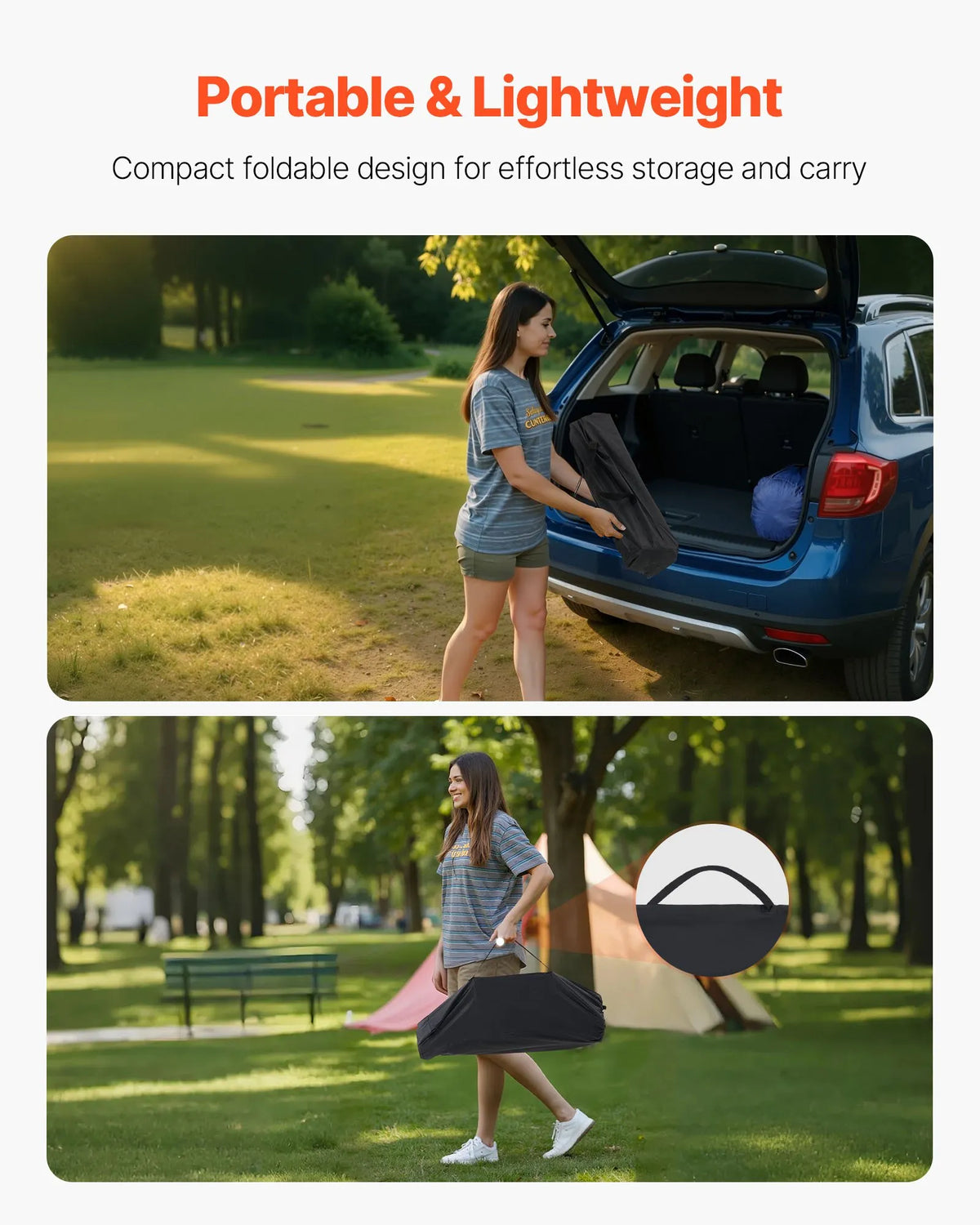 Folding Camping Table, Lightweight Portable Aluminium Table with Rolling Surface, Compact Design with Carry Bag, Suitable for Outdoor Cooking, Picnics, Travelling and Beach Relaxation, Silver VEVOR