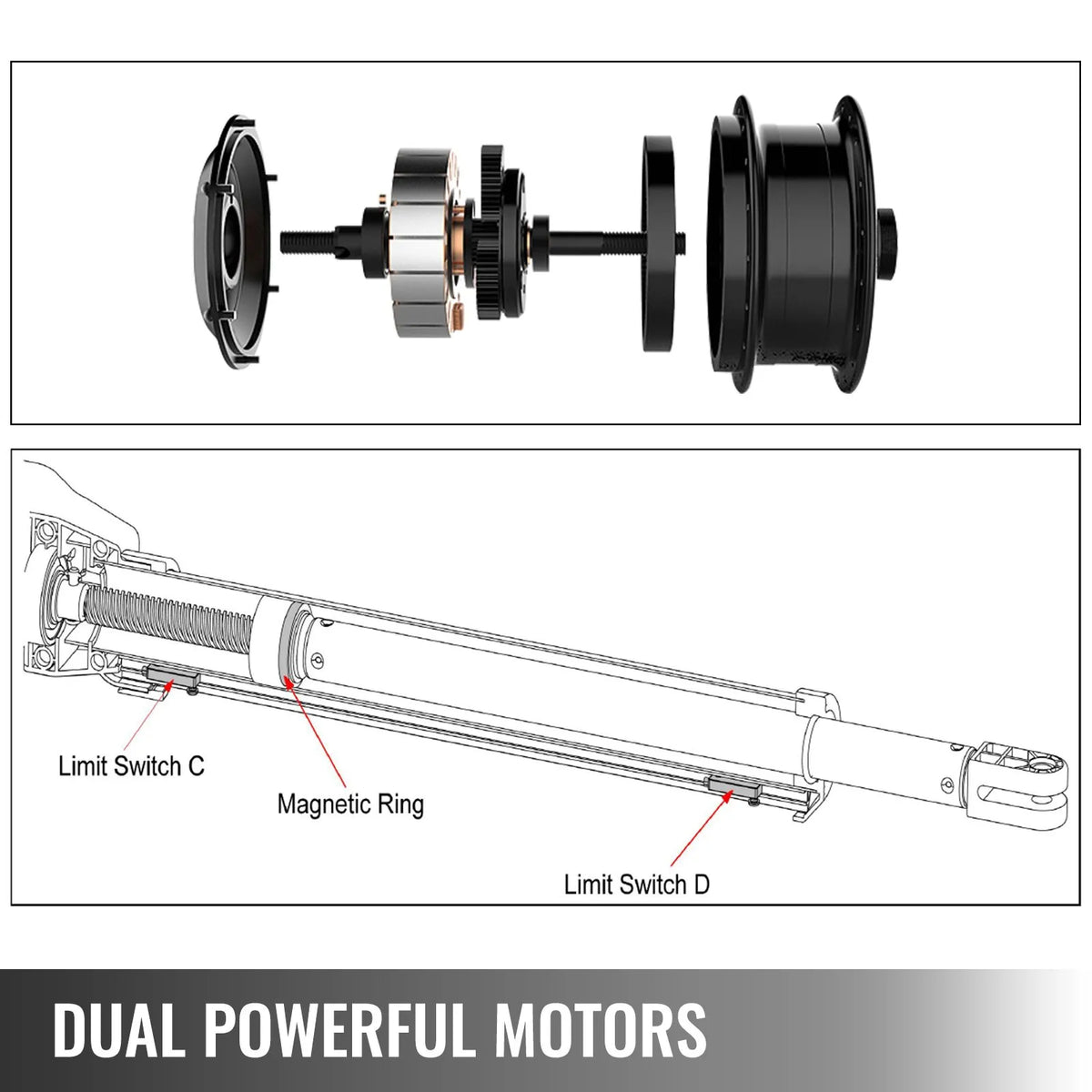 VEVORi automaatne kahekäiguline garaažiuste avaja, 457 mm