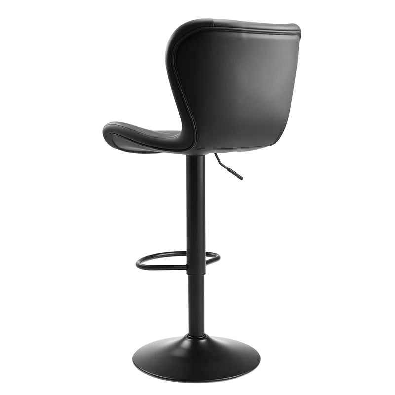 VEVOR 2 gab. mūsdienīgi bāra krēsli ar PU ādas apdari, regulējamu augstumu, grozāmu sēdvietu, atzveltni un kāju balstu, melni