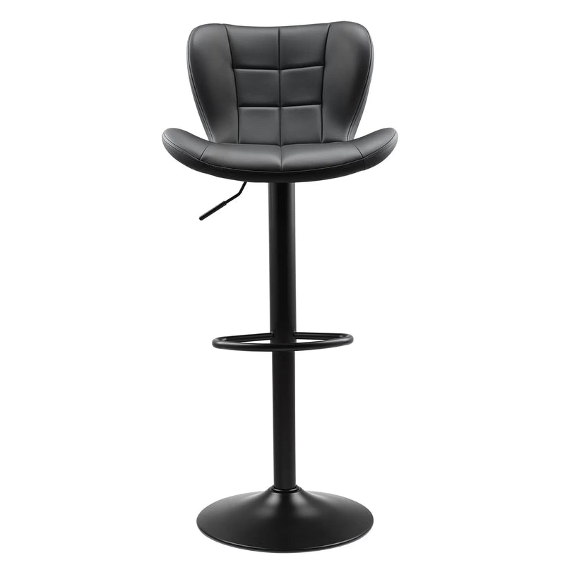 VEVOR 2 gab. mūsdienīgi bāra krēsli ar PU ādas apdari, regulējamu augstumu, grozāmu sēdvietu, atzveltni un kāju balstu, melni