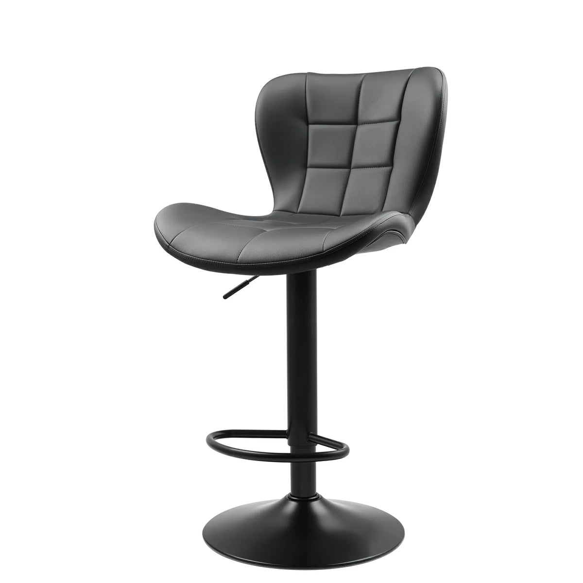 VEVOR Bar Stool Set (4 pcs), Modern Height Adjustable Swivel Chairs with Backrest and Footrest, PU Leather Upholstery, No Armrests, Suitable for Kitchen Island, Bar Counter or Dining Room, Black