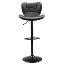 VEVOR bāra krēslu komplekts (4 gab.), moderni augstuma regulējami grozāmi krēsli ar atzveltni un kāju balstu, PU ādas apdari, bez roku balstiem, piemēroti virtuves salai, bāra letei vai ēdamistabai, melni