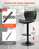 VEVOR bāra krēslu komplekts (4 gab.), moderni augstuma regulējami grozāmi krēsli ar atzveltni un kāju balstu, PU ādas apdari, bez roku balstiem, piemēroti virtuves salai, bāra letei vai ēdamistabai, melni