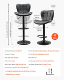 VEVOR bāra krēslu komplekts (4 gab.), moderni augstuma regulējami grozāmi krēsli ar atzveltni un kāju balstu, PU ādas apdari, bez roku balstiem, piemēroti virtuves salai, bāra letei vai ēdamistabai, melni