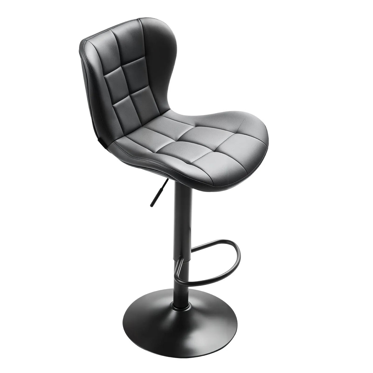VEVOR Bar Stool Set (4 pcs), Modern Height Adjustable Swivel Chairs with Backrest and Footrest, PU Leather Upholstery, No Armrests, Suitable for Kitchen Island, Bar Counter or Dining Room, Black