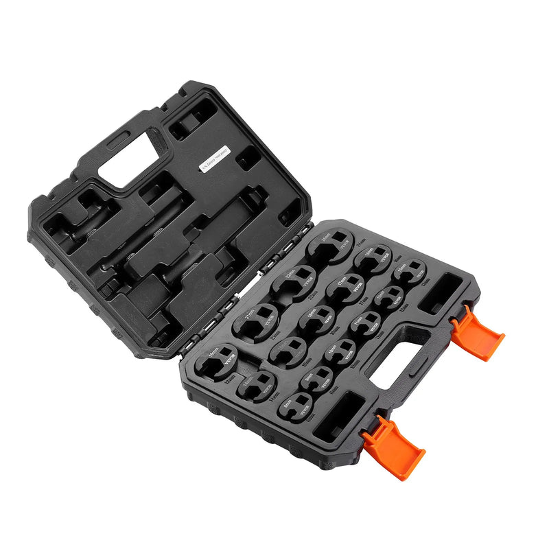 Crowfoot tipa atslēgu komplekts ar 12,7 mm stiprinājuma izmēru.