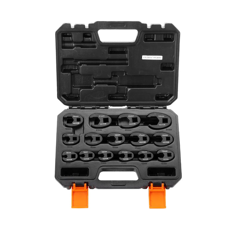 Crowfoot tipa atslēgu komplekts ar 12,7 mm stiprinājuma izmēru.