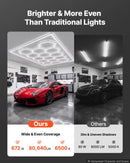 VEVOR sešstūru LED garāžas gaismeklis 672W, 80640lm, 6500K, 14 sekcijas