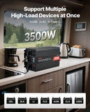 VEVOR 3500 W tīra sinusviļņa invertors 12 V DC uz 230 V AC ar LCD displeju, tālvadības pulti, USB, 2 AC un Type-C pieslēgvietām, piemērots kemperiem, kravas auto un kempingam