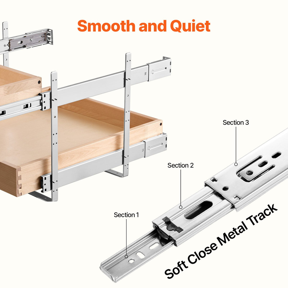VEVOR Two-Tier Pull-Out Cabinet Organiser with Soft Close, 508 x 533 mm, Wood