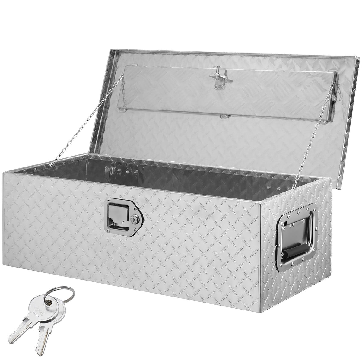 VEVOR smagā tipa alumīnija instrumentu kaste - 30 × 13 × 9,6 cm, sudraba krāsā, ar rokturi, atslēgu slēdzeni, piemērota kravas automašīnām, piekabēm un kemperiem