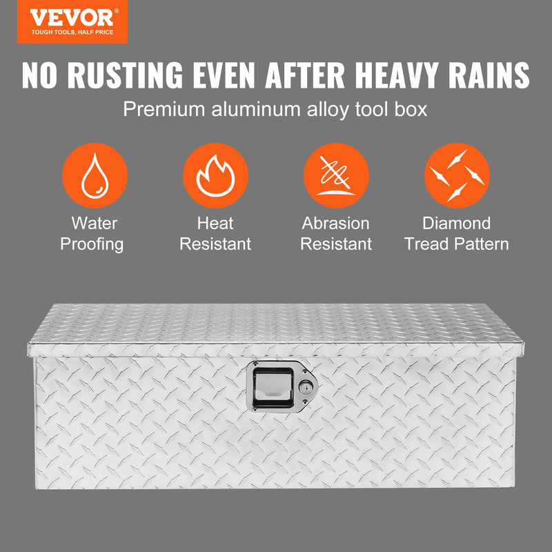 VEVOR smagā tipa alumīnija instrumentu kaste – 30 × 13 × 9,6 cm, sudraba krāsā, ar rokturi, atslēgu slēdzeni, piemērota kravas automašīnām, piekabēm un kemperiem