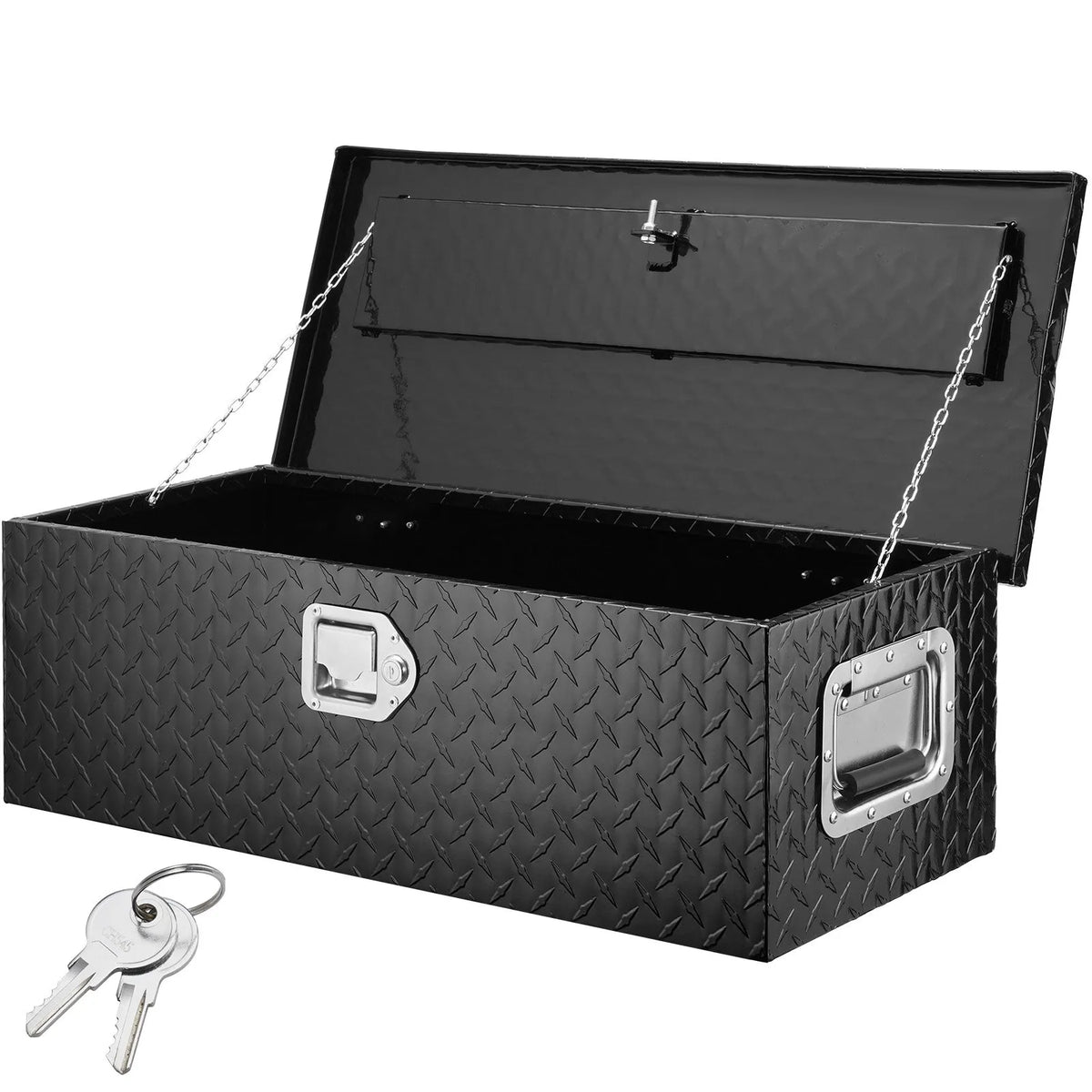 VEVOR Heavy-Duty Aluminium Tool Box for Truck Bed, Diamond Plate Storage Box with Side Handle and Locking Lid, Organiser for Pickups, Trucks, Campers and Trailers, 762 × 330 × 244 mm, Black