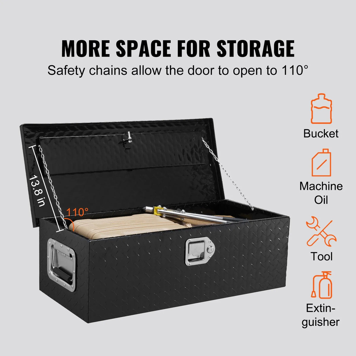 VEVOR Heavy-Duty Aluminium Tool Box for Truck Bed, Diamond Plate Storage Box with Side Handle and Locking Lid, Organiser for Pickups, Trucks, Campers and Trailers, 762 × 330 × 244 mm, Black
