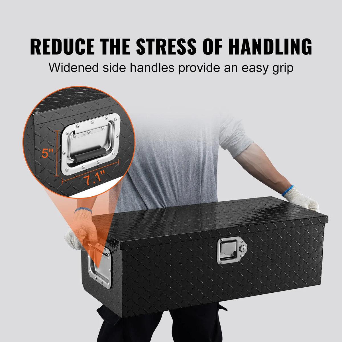 VEVOR Heavy-Duty Aluminium Tool Box for Truck Bed, Diamond Plate Storage Box with Side Handle and Locking Lid, Organiser for Pickups, Trucks, Campers and Trailers, 762 × 330 × 244 mm, Black