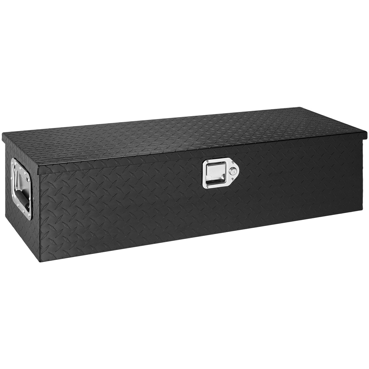 VEVOR Heavy-Duty Aluminium Tool Box – 39 × 13 × 10", Black, with Diamond Pattern Surface, Side Handles and Locking Latches