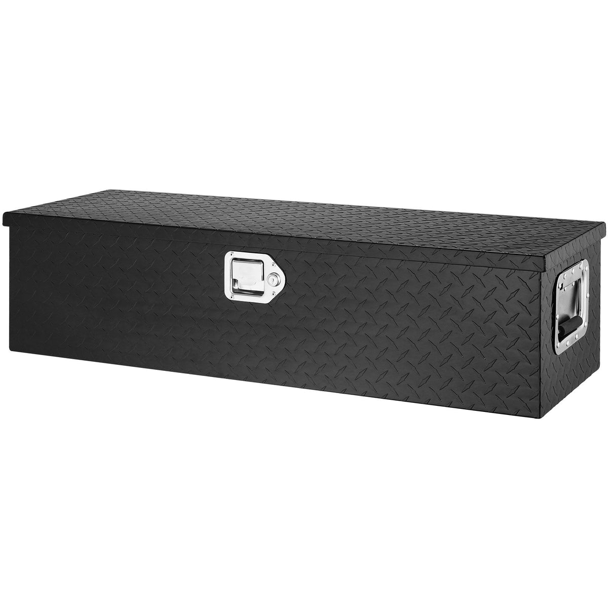 VEVOR Heavy-Duty Aluminium Tool Box – 39 × 13 × 10", Black, with Diamond Pattern Surface, Side Handles and Locking Latches
