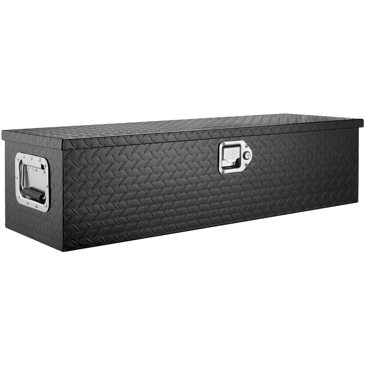 VEVOR Heavy-Duty Aluminium Tool Box – 39 × 13 × 10", Black, with Diamond Pattern Surface, Side Handles and Locking Latches