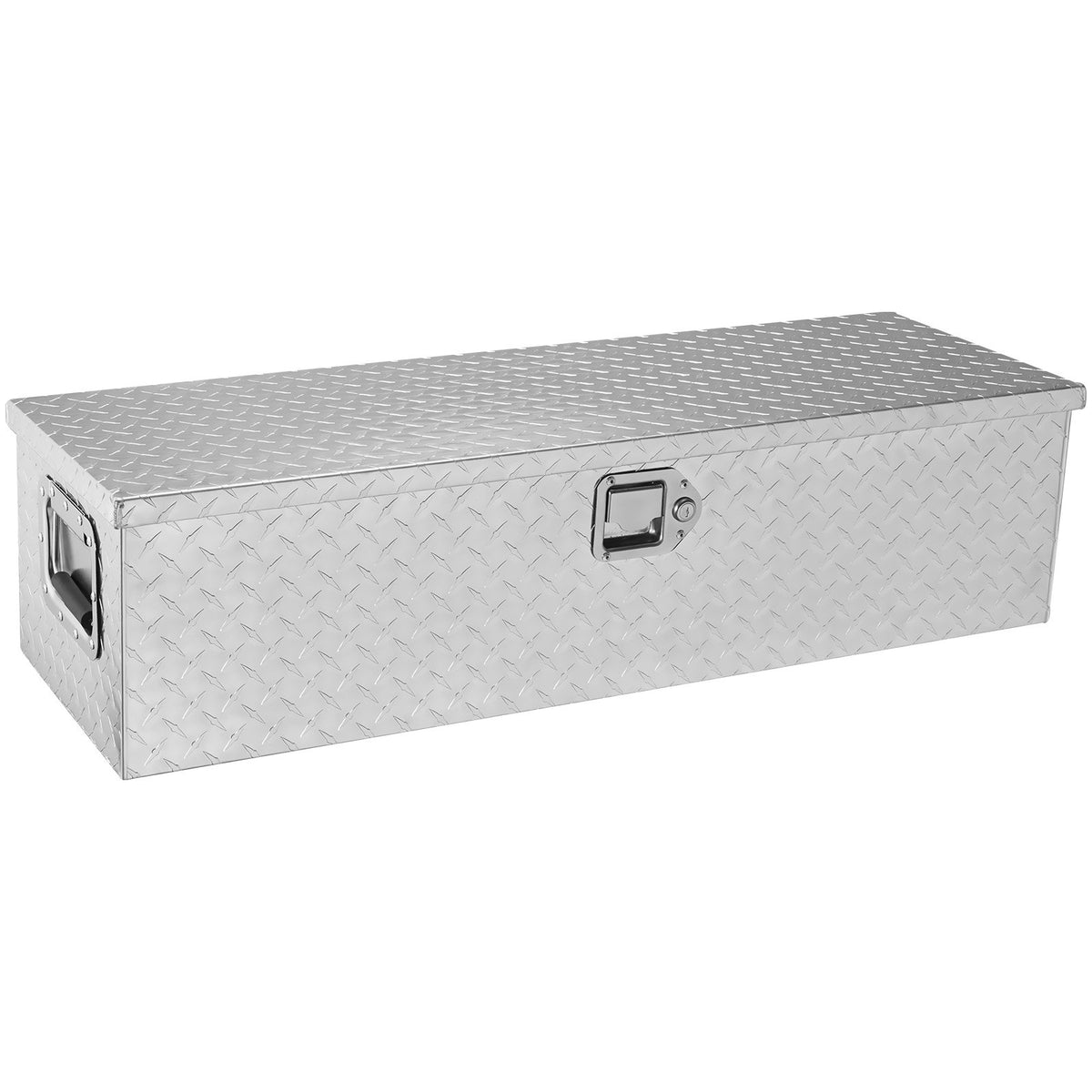 Heavy-duty aluminium tool box 990×330×255 mm, silver, with handle and lock, suitable for trucks, trailers and campers