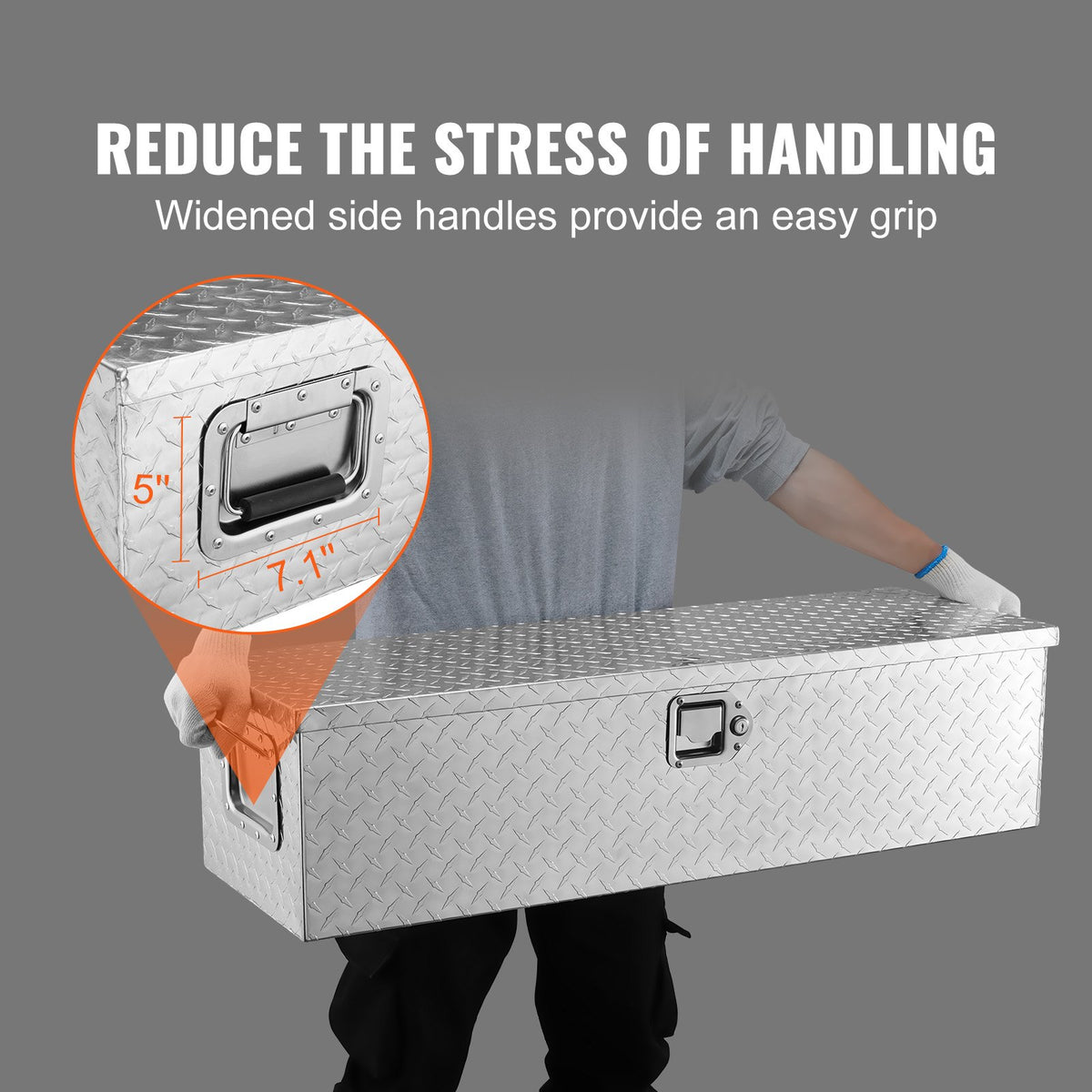 Heavy-duty aluminium tool box 990×330×255 mm, silver, with handle and lock, suitable for trucks, trailers and campers