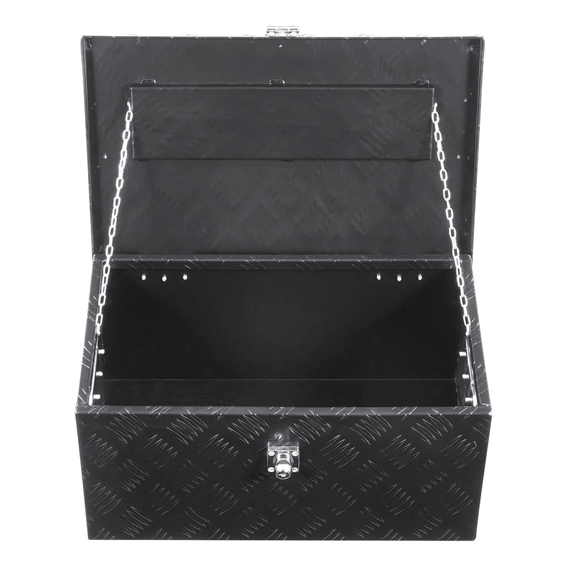 VEVOR smagās slodzes alumīnija kravas automašīnas instrumentu kaste, 508×304,8×241,3 mm rievota uzglabāšanas kaste ar sānu rokturi un slēdzeni ar atslēgām, melna, piemērota piekabēm, pikapiem un kemperiem