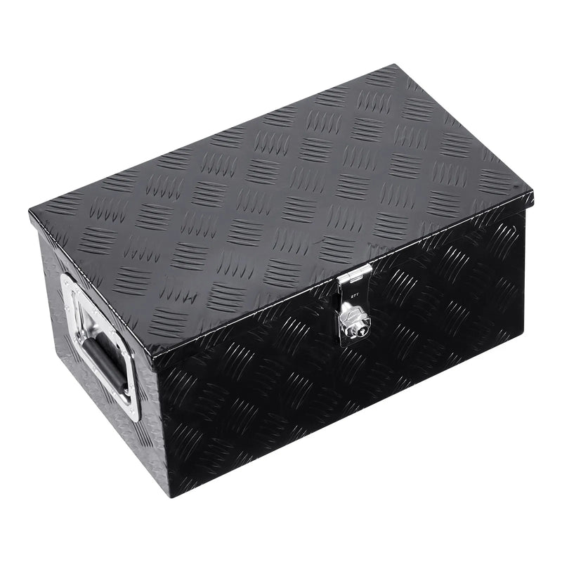 VEVOR smagās slodzes alumīnija kravas automašīnas instrumentu kaste, 508×304,8×241,3 mm rievota uzglabāšanas kaste ar sānu rokturi un slēdzeni ar atslēgām, melna, piemērota piekabēm, pikapiem un kemperiem