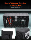 VEVOR smagās slodzes alumīnija kravas automašīnas instrumentu kaste, 508×304,8×241,3 mm rievota uzglabāšanas kaste ar sānu rokturi un slēdzeni ar atslēgām, melna, piemērota piekabēm, pikapiem un kemperiem