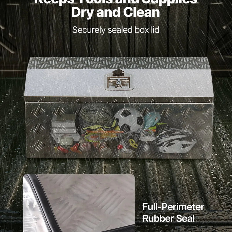 VEVOR smagās slodzes alumīnija kravas automašīnas instrumentu kaste, 762×330,2×330,2 mm rievota uzglabāšanas kaste ar sānu rokturi un T veida slēdzeni ar atslēgām, sudraba krāsa, piemērota piekabēm, pikapiem un kemperiem