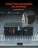 VEVOR smagās slodzes alumīnija kravas automašīnas instrumentu kaste, 762×330,2×243,84 mm rievota uzglabāšanas kaste ar sānu rokturi un slēdzeni ar atslēgām, melna, piemērota piekabēm, pikapiem un kemperiem