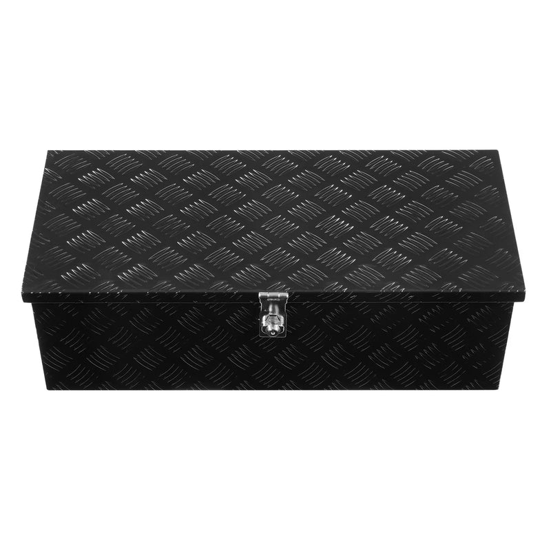 VEVOR smagās slodzes alumīnija kravas automašīnas instrumentu kaste, 762×330,2×243,84 mm rievota uzglabāšanas kaste ar sānu rokturi un slēdzeni ar atslēgām, melna, piemērota piekabēm, pikapiem un kemperiem