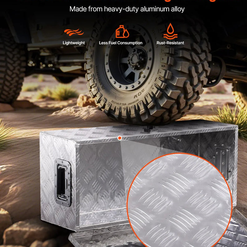 VEVOR smagās slodzes alumīnija kravas kastes instrumentu kaste ar rievojuma pārklājumu, sānu rokturiem un slēdzeni, 762×330×244 mm, sudraba krāsa