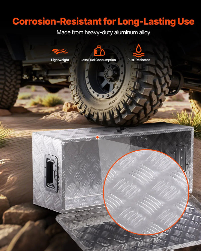 VEVOR smagās slodzes alumīnija kravas kastes instrumentu kaste ar rievojuma pārklājumu, sānu rokturiem un slēdzeni, 762×330×244 mm, sudraba krāsa